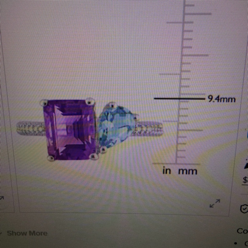 Elegant Silver Ring with Amethyst and Sky- Blue Topaz Stones. Sterling Silver - Picture 2 of 4
